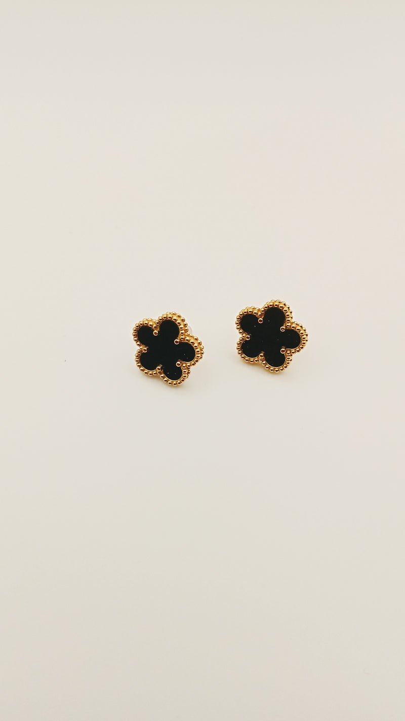 Boucles d'oreilles TREFLES NOIR
