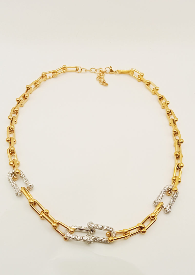 Collier TIFFY avec STRASS ARGENTE