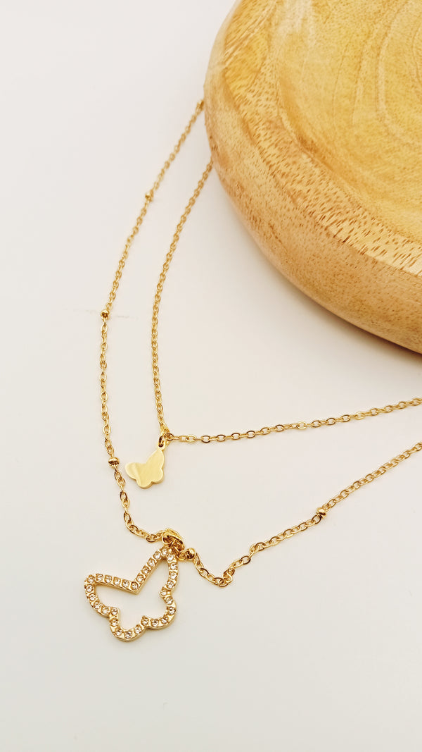 Collier doublé papillon